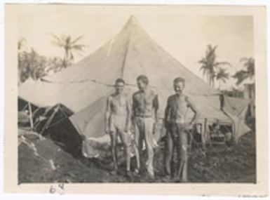 [Servicemen at military camp, Saipan]