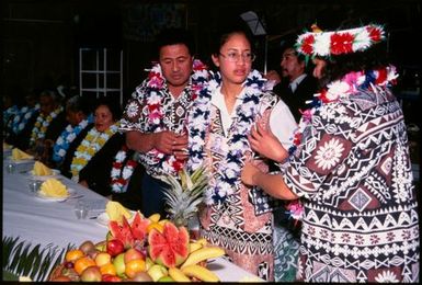 Gwenda Naepi and her parents, at ear-piercing ceremony, Auckland