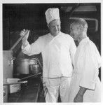 Masukichi Saiki, 78-year-old Issei who voluntarily evacuated from Hawaii to the Jerome Relocation Center, is a helper in the kitchen