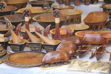 Samoan carvings at Pasifika Festival, 2016.