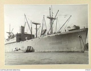 LAE, NEW GUINEA. 1944-10-29. THE TROOPSHIP, "CAPE ALEXANDER" AT ANCHOR AT MILFORD HAVEN