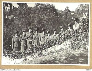 MELBOURNE, VIC. 1944-04. GROUP PORTRAIT OF PRINCIPAL MATRONS OF THE AUSTRALIAN ARMY NURSING SERVICE WHO ARE ATTENDING THE AUSTRALIAN WOMEN'S ARMY SERVICE (AWAS) SENIOR ADMINISTRATION SCHOOL. LEFT ..