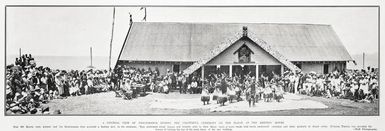 A general view of proceedings during the colourful ceremony on the marae at the meeting house