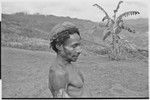 Man in barkcloth cap, profile