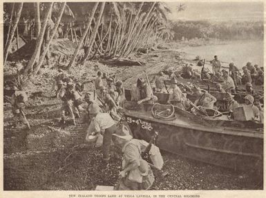 New Zealand troops land at Vella Lavella, in the Central Solomons