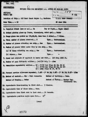 USS ROSS - AA Act Rep, 6/26/44 off East Coast of Saipan Island, Marianas