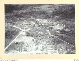 LAE, NEW GUINEA. 1944-03-30. HEADQUARTERS LAE BASE SUB AREA VIEWED FROM THE AIR