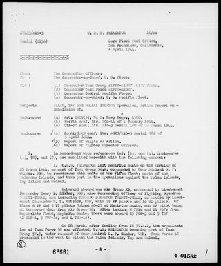 USS PRINCETON - Act Rep, Rep of Air Strikes Against Palau, Yap, & Woleai Is & Enemy Aircraft Attacks on TF-58.3, 3/30/44 to 4/1/44