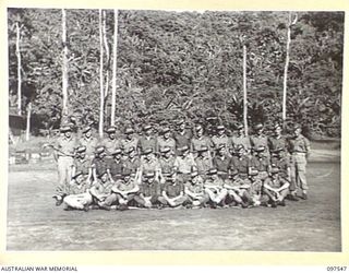 TOROKINA, BOUGAINVILLE. 1945-10-07. MEMBERS OF 6 PLATOON, HEADQUARTERS COMPANY, 24 INFANTRY BATTALION, 15 INFANTRY BRIGADE. (FOR IDENTIFICATION OF 35 NAMED PERSONNEL REFER TO PROVISIONAL CAPTION OR ..