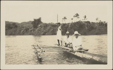 Outrigger canoe near Waibalavu, Fiji, July 1930