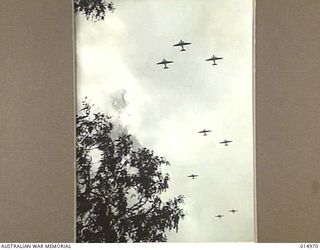1943-06-09. NEW GUINEA. PORT MORESBY. TRANSPORT PLANES RETURNING AFTER HAVING TAKEN IN SUPPLIES TO FORWARD AREAS. (NEGATIVE BY N. BROWN)