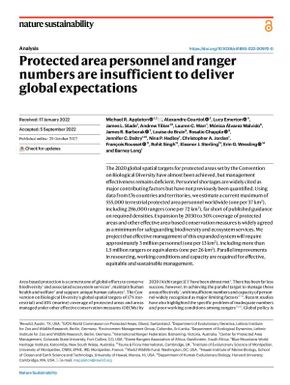 Protected area Personnel and Ranger numbers are Insufficient to Deliver Global Expectations