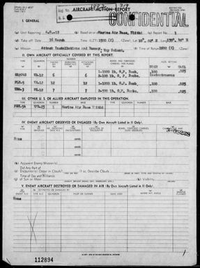 COMAIRGR 12 - ACA reps nos 1-3 - Bombing & strafing targets in the Yap Area, Carolines, 3/16-19/45