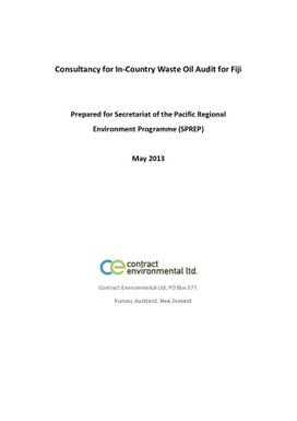 Consultancy for In-Country Waste Oil Audit for Fiji