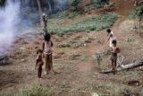 French Polynesia, women and boys at farm on Tahiti Island