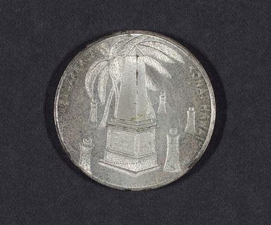 Verso of silver medal commemorating Captain James Cook