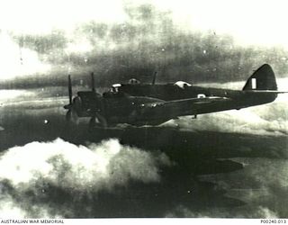 VITIAZ STRAITS, 1943-03-03. ONE OF THE BEAUFIGHTER AIRCRAFT WHICH FORMED PART OF AN ALLIED AIR ATTACK ON A JAPANESE CONVOY NEARING LAE. (DONOR: W. TUCK)