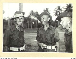 AITAPE, NEW GUINEA. 1945-02-23. VX14047 LIEUTENANT COLONEL W.S. HOWDEN, COMMANDING OFFICER, 2/8TH INFANTRY BATTALION (1) NX152 MAJOR M.K. RUNGIE, ACTING COMMANDING OFFICER, 2/4TH INFANTRY BATTALION ..