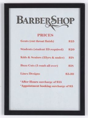 Barber Shop Prices