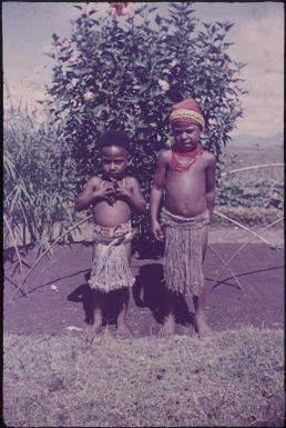 Some of our visitors, two Indigenous children : Minj Station, Wahgi Valley, Papua New Guinea, 1954 / Terence and Margaret Spencer