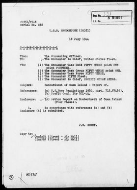 USS MACDONOUGH - Report of Bombardments of Guam Island, Marianas, During the Period 7/14-16/44