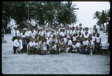 Unidentified Palmerston Island residents with visiting dignitaries, during Sir Arthur Porritt's state visit