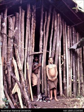 Girls at the front of Bulong longhouse
