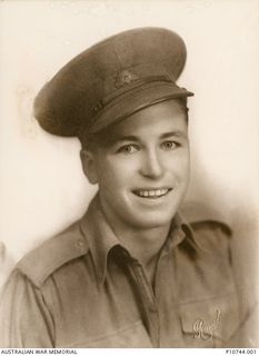 Studio portrait of S110375 Private (Pte) Colin Tonkin, 31/51st Battalion. Prior to enlisting on 7 February 1942, Pte Tonkin worked at the Co-Operative stores in Broken Hill. After enlistment, Pte ..