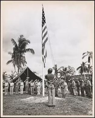 The American colors were raised on Guam July 27, 1944 for the first time since December 11, 1941, when the Japanese occupied this historic island