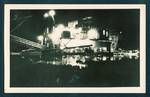 View of the first dredge at night, Bulolo Gold Dredging mine, Bulolo, New Guinea, c1932 to 1933