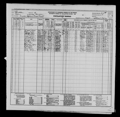 1940 Census Population Schedules - Hawaii - Honolulu County - ED 2-10