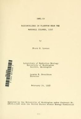 Radionuclides in plankton near the Marshall Islands, 1956