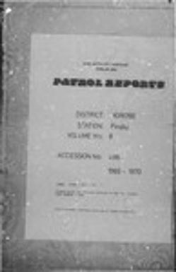 Patrol Reports. Morobe District, Pindiu, 1969 - 1970