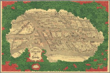 Map of Harvard Sq. Area, Cambridge. Distribution by Pict-o-graph Co. Artist Blaise Domino (c)1976.
