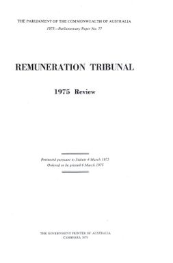 REMUNERATION TRIBUNAL REVIEW (29 June 1975)