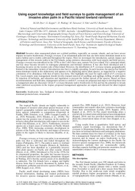 Using expert Knowledge and Field Surveys to Guide Management of an Invasive Alien Palm in a Pacific Island Lowland Rainforest