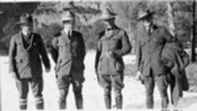 Yosemite Park, NPS Groups, Superintendents conference. L to R: Boles, Hawaii, Albright, Yellowstone, Neesbaum, Mesa Verde, Lewis, Yosemite