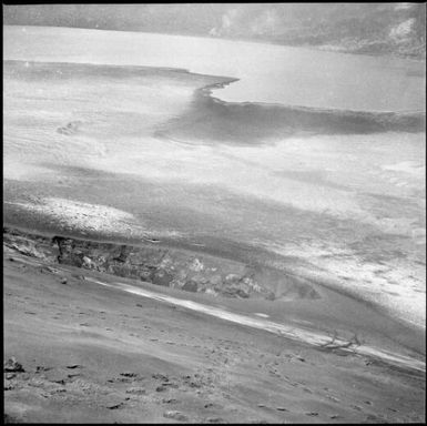 Crater, pumice and ash with the sea in the background, Rabaul Harbour, New Guinea, 1937 / Sarah Chinnery