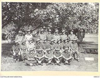 TOROKINA, BOUGAINVILLE. 1945-10-29. MEMBERS OF NO. 2 PLATOON, 15 INFANTRY BATTALION. (FOR IDENTIFICATION OF 21 NAMED PERSONNEL REFER TO PROVISIONAL CAPTION OR NAME INDEX.)