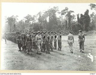 BOUGAINVILLE ISLAND. 1945-01-30. VX13 LIEUTENANT GENERAL S.G. SAVIGE, CB, CBE, DSO, MC, ED, GENERAL OFFICER COMMANDING, 2ND AUSTRALIAN CORPS (4) ACCOMPANIED BY VX108132 LIEUTENANT COLONEL R.R. ..