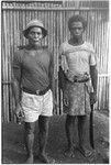 Ongea, on left, and another person visiting Ngarinaasuru from 'Oloburi