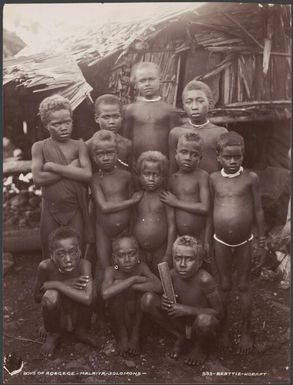 Eleven boys from Adegege, Malaita, Solomon Islands, 1906 / J.W. Beattie