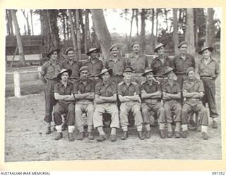 TOROKINA, BOUGAINVILLE. 1945-09-27. MEMBERS OF V FIELD SECURITY SECTION, ATTACHED HEADQUARTERS 3 DIVISION, WITH CAPTAIN N.D. BALFE, THEIR OFFICER COMMANDING