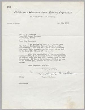 [Letter from Donald Maclean to I. H. Kempner, May 14, 1953]