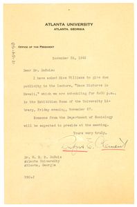 Memo from Rufus E. Clement to W. E. B. Du Bois