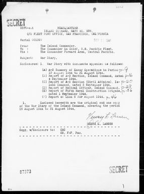 COM GUAM ISLAND - War Diary, 8/15-31/44