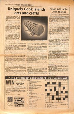 Uniquely Cook Islands arts and crafts and visual arts in the Cook Islands- The Chamber; Thursday 20, Jan. 2005.