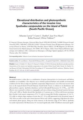 Elevational distribution and photosynthetic characteristics of the invasive tree Spathodea campanulata on the island of Tahiti(South Pacific Ocean)