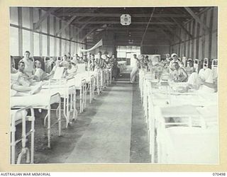 EGGY'S CORNER, PORT MORESBY AREA, PAPUA, 1944-02-19. THE INTERIOR OF THE OFFICERS' WARD AT THE 2/1ST GENERAL HOSPITAL WHICH CONTAINS 60 BEDS