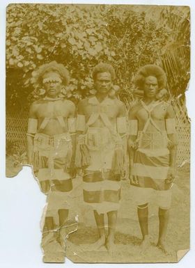 Three Solomon Islanders, photographed at Fathya